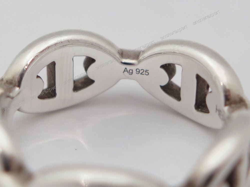 Bague HERMES chaine d ancre enchainee pm t 54 - Authenticité garantie