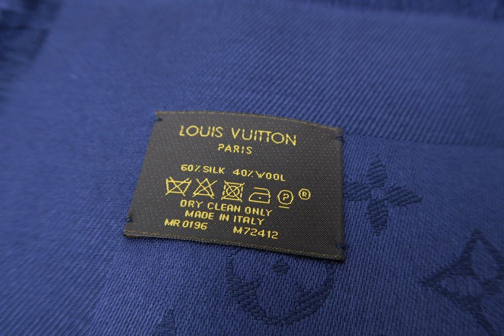 Preowned Louis Vuitton Monogram Shawl Blue Marine - M72412 ($395) ❤ liked  on Polyvor…