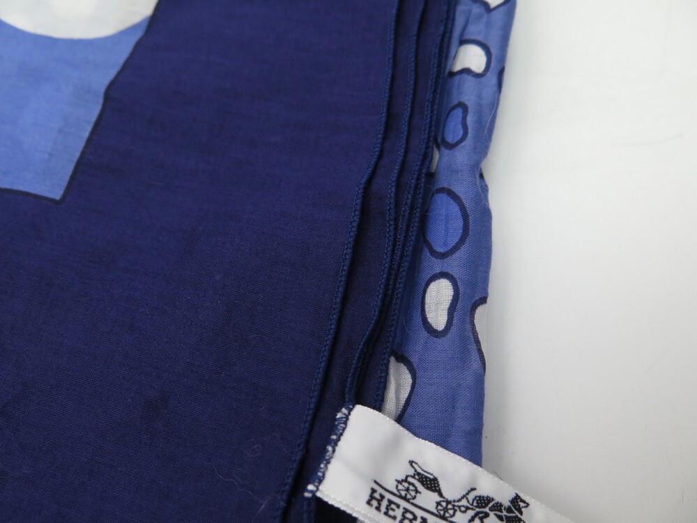 Pareo HERMES dauphins en coton bleu pagne foulard - Authenticité