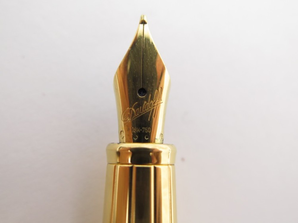 Stylo Plume DAVIDOFF En Résine Noire Et Platine, Plume En Or Massif 18 Carats, Occasion