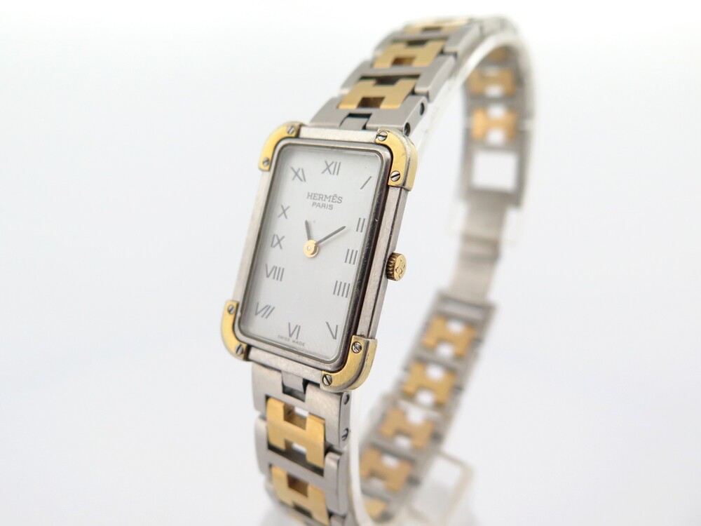 Montre Hermès Femme Modèle Croisière - Boîtier Et Bracelet Plaqué Or - Occasion